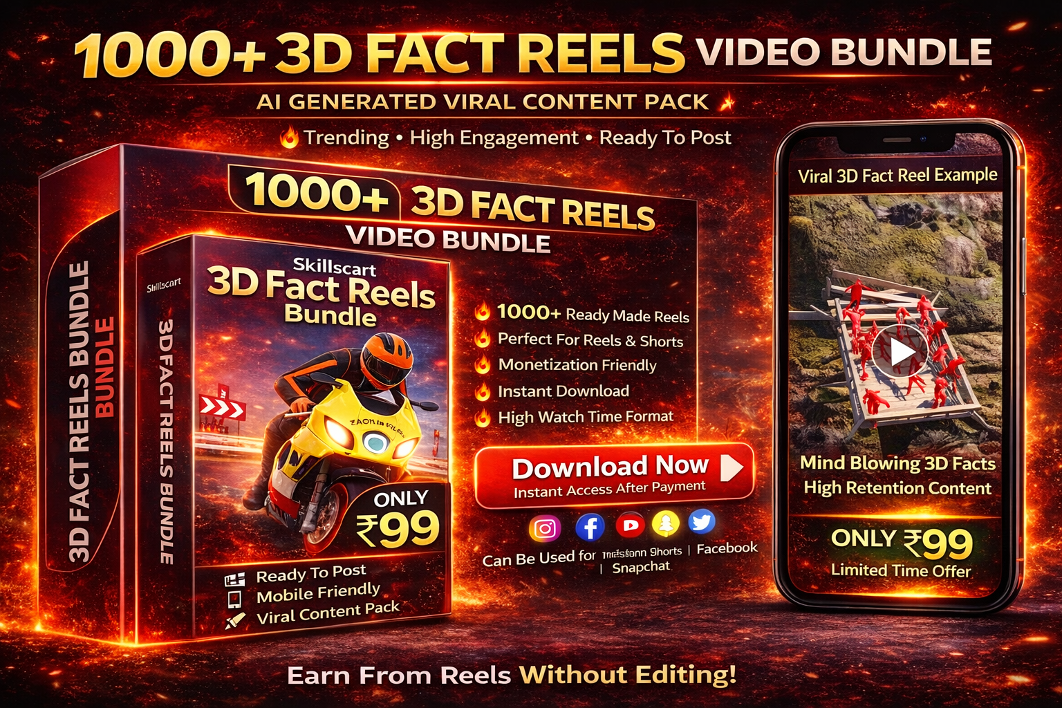 1000+ 3D Fact Reels Viral Video Bundle – Ready To Post & Monetization