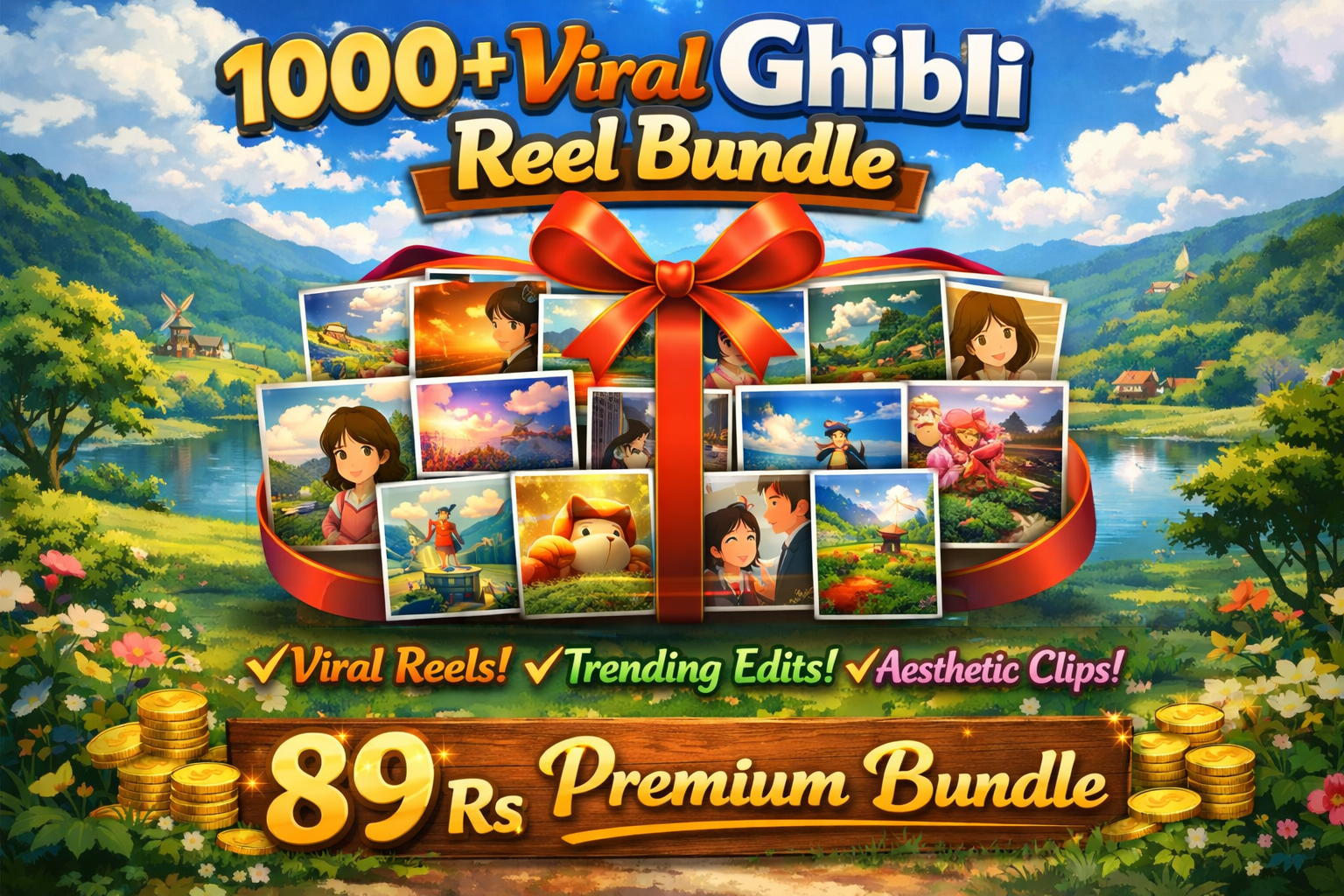 1000+ Viral Ghibli Reels Bundle – Trending Anime Reel Pack | Premium Instagram Reels Bundle Only